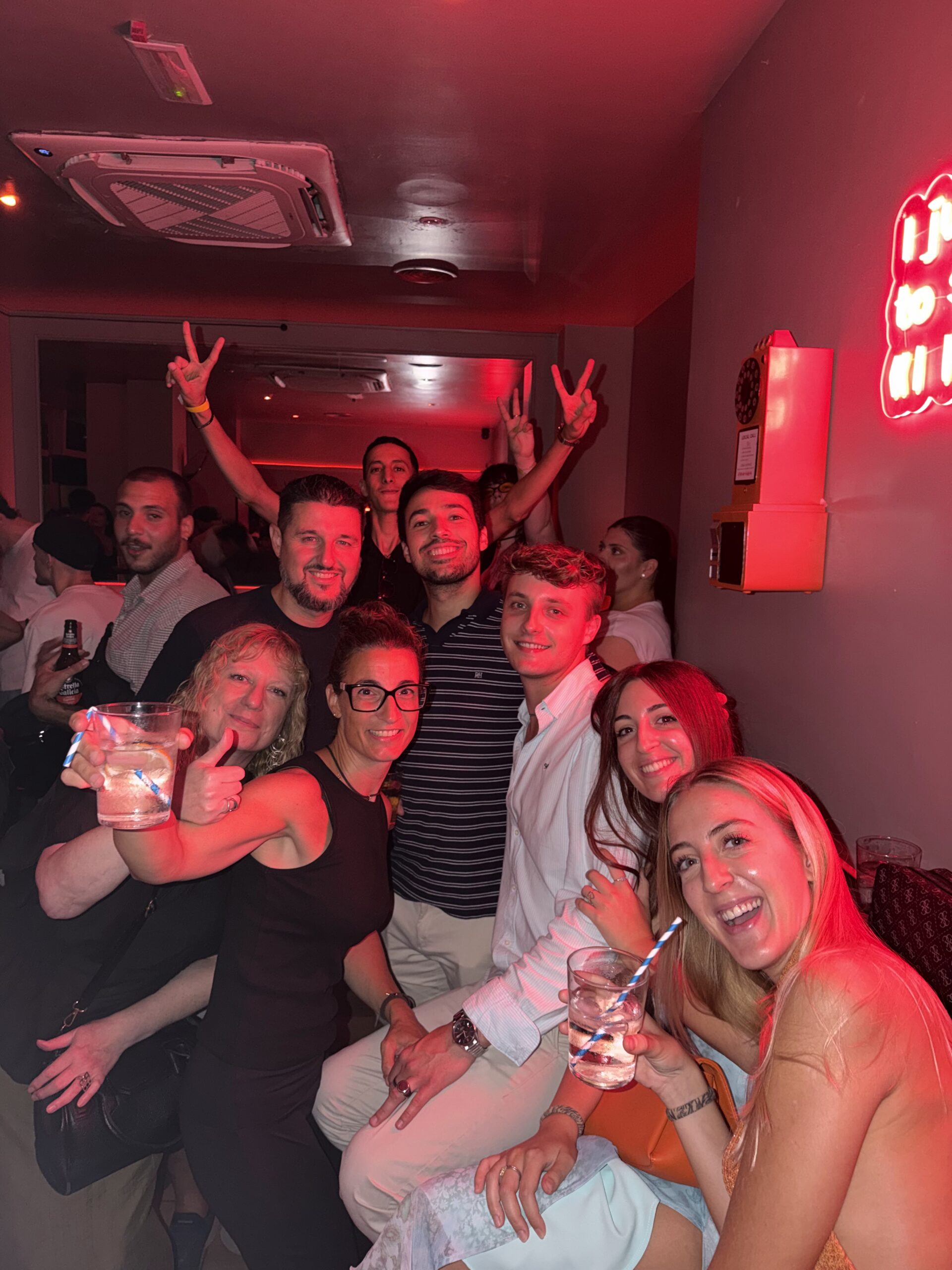 Group of travellers on a night out in Barcelona