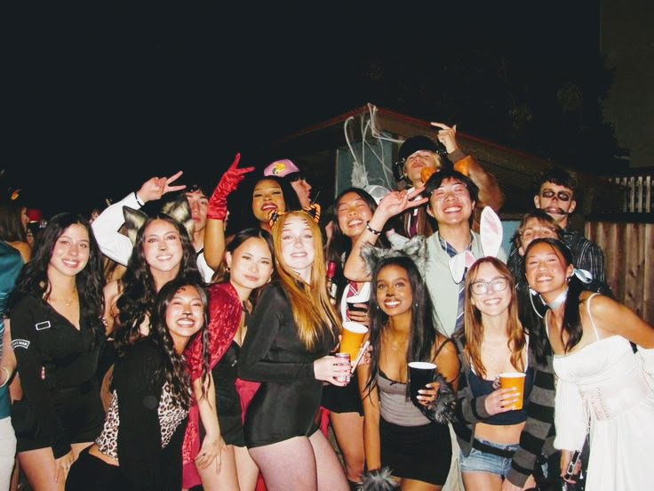 Halloween group photo on a night out